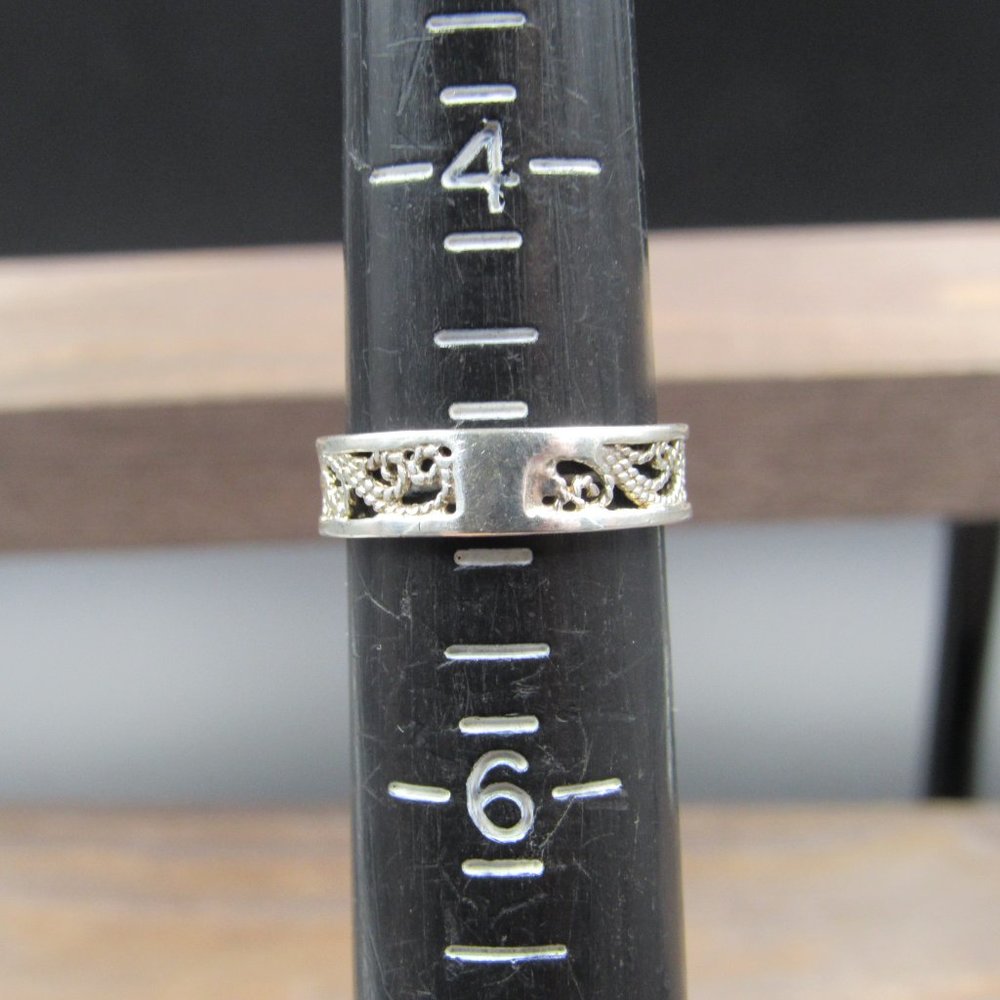 Size 5 Sterling Silver Light Filigree Style Band - Picture 5 of 7